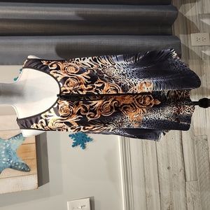 EUC Flycurvy Women's sz 2XL Sleeveless Animal Print Blouse